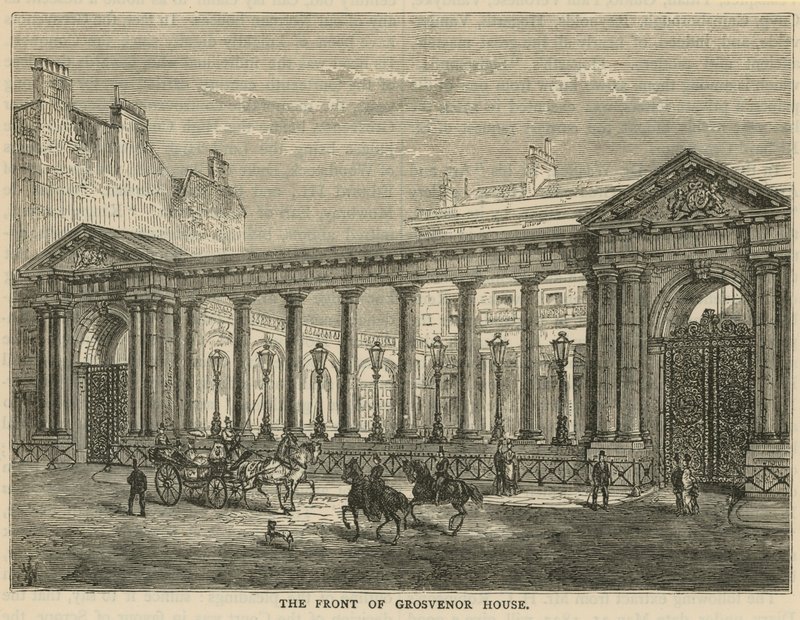 De voorkant van Grosvenor House, Londen door English School