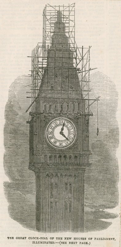 De grote Klokkentoren van de nieuwe Parlementsgebouwen door English School