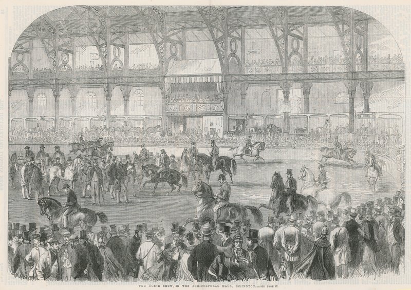 De paardenshow in de Agricultural Hall door English School
