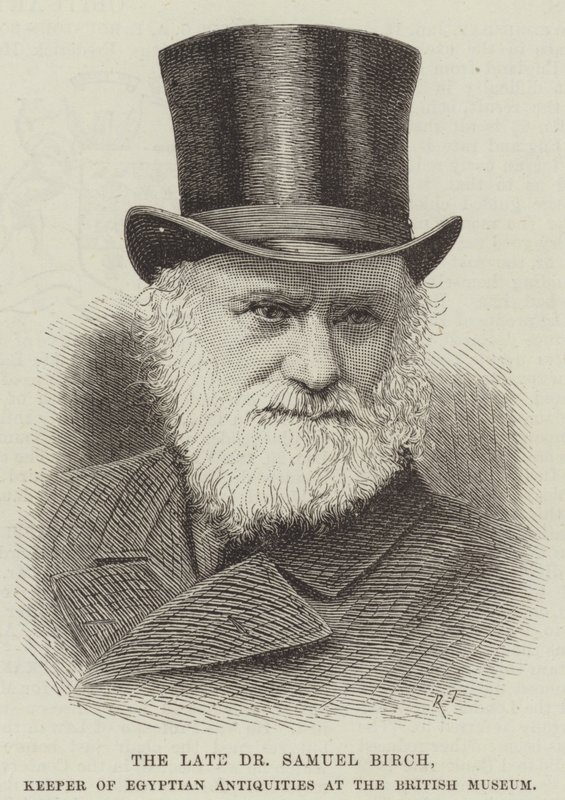 De overleden Dr Samuel Birch, conservator van Egyptische oudheden in het British Museum (gravure) door English School