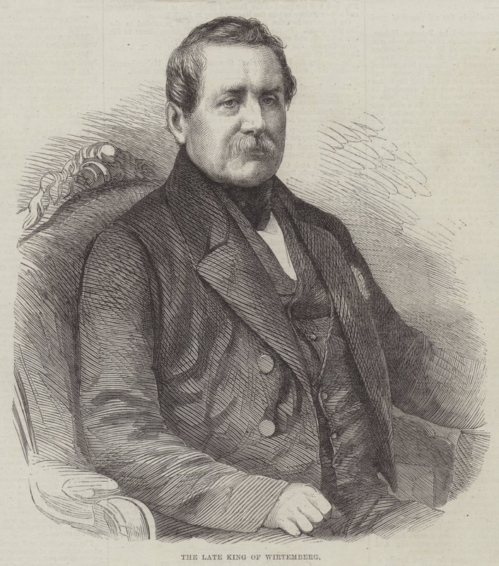 De overleden koning van Württemberg (gravure) door English School