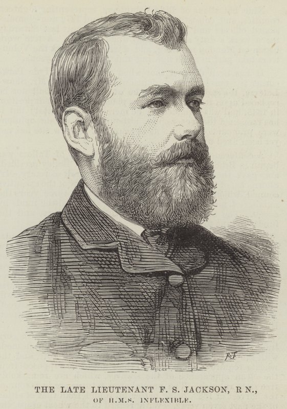 De overleden luitenant F S Jackson, RN, van HMS Inflexible door English School