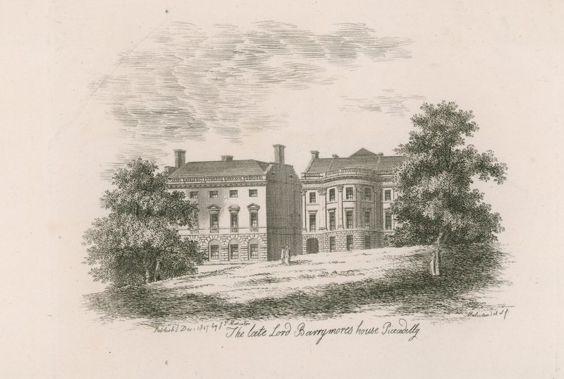Het huis van de overleden Lord Barrymore, Piccadilly, Londen door English School