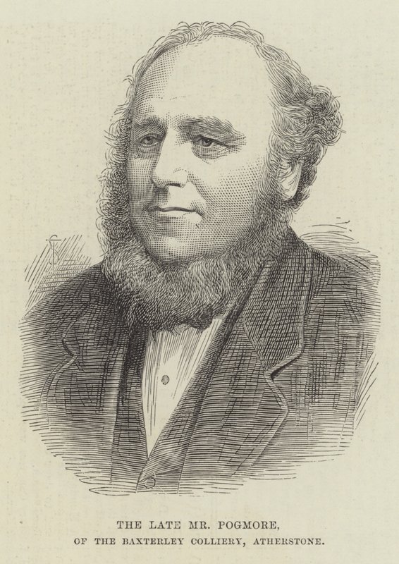 De overleden Mr Pogmore, van de Baxterley Colliery, Atherstone door English School