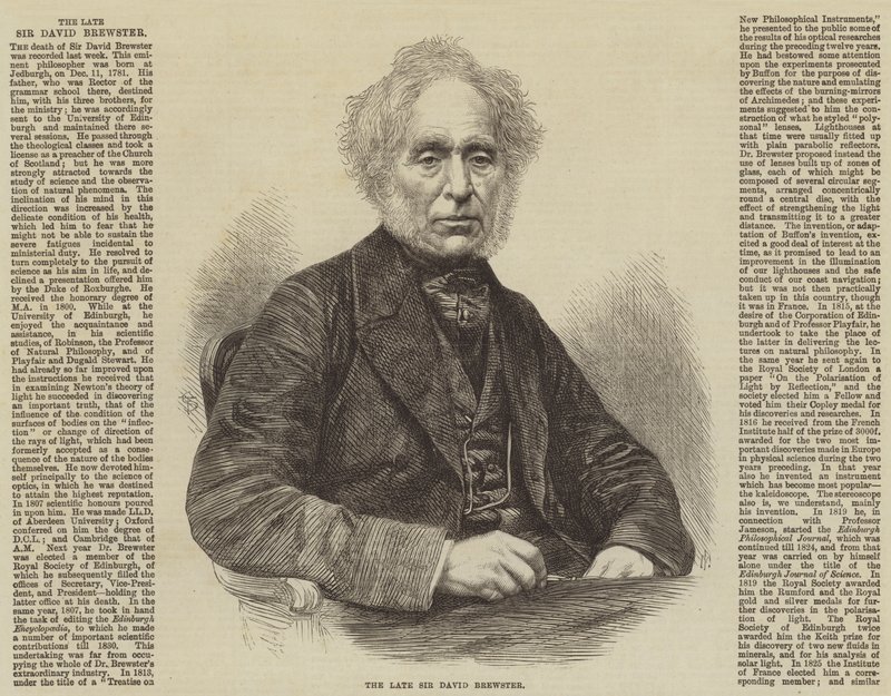 De overleden Sir David Brewster (gravure) door English School