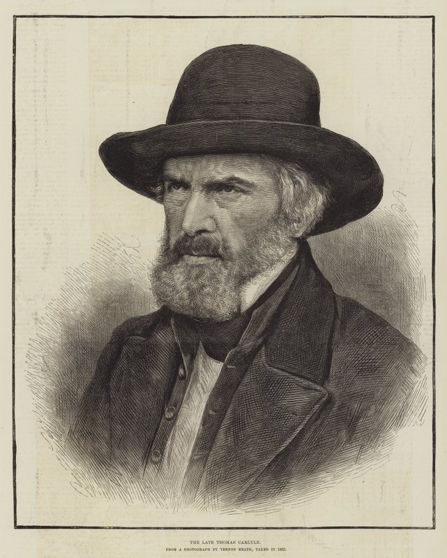 De overleden Thomas Carlyle (gravure) door English School