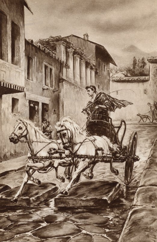 Het leven van een straat in Pompeii in de gloriedagen voordat de stad verdween (kleur litho) door English School