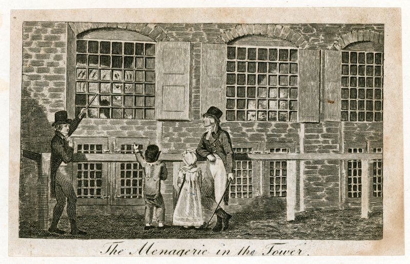 De menagerie in de Tower of London rond 1820 door English School