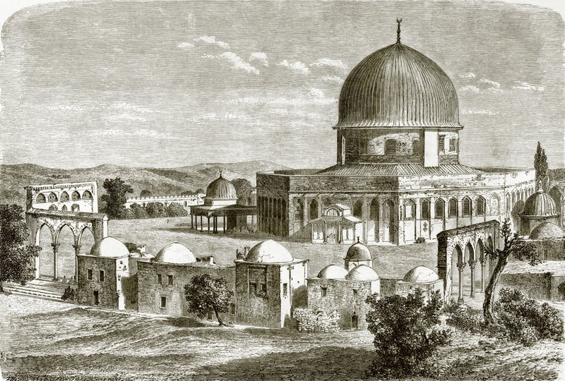 De moskee van Omar - locatie van de tempel in Jeruzalem door English School