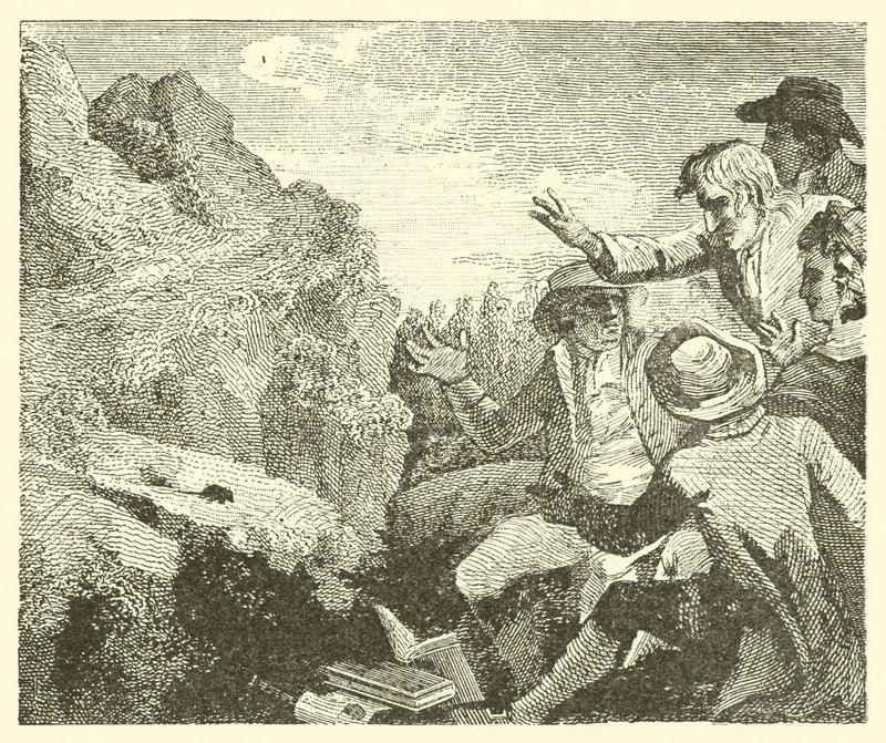 De bergen in arbeid (gravure) door English School