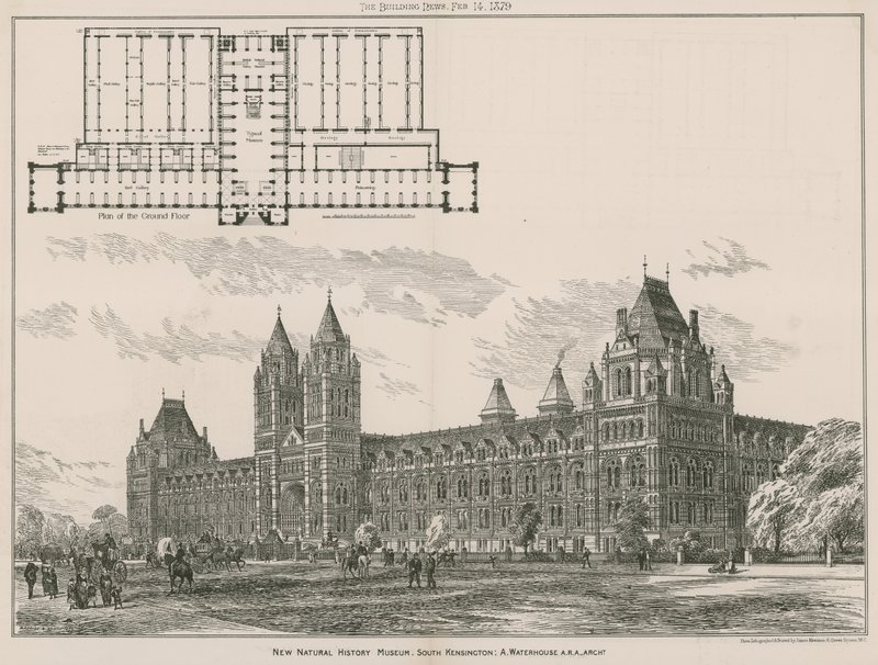 Het nieuwe Natuurhistorisch Museum, South Kensington, Londen door English School