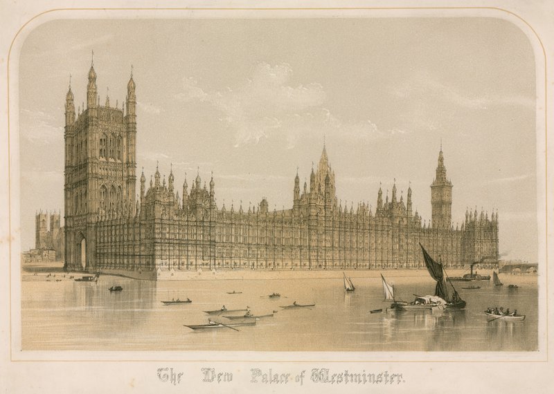 Het nieuwe Palace of Westminster, Londen door English School
