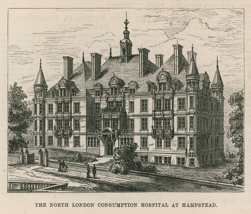 Het noordelijk London Consumptieziekenhuis in Hampstead door English School