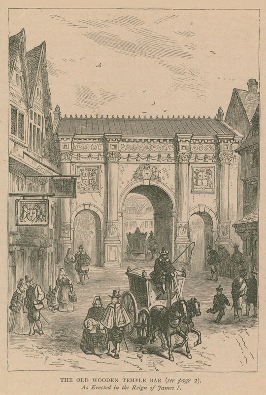 De oude houten Temple Bar door English School