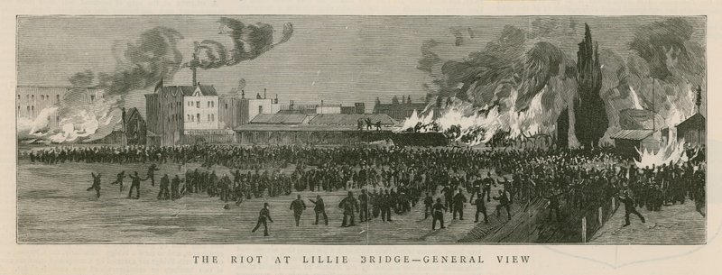 De rel bij Lillie Bridge, Londen door English School
