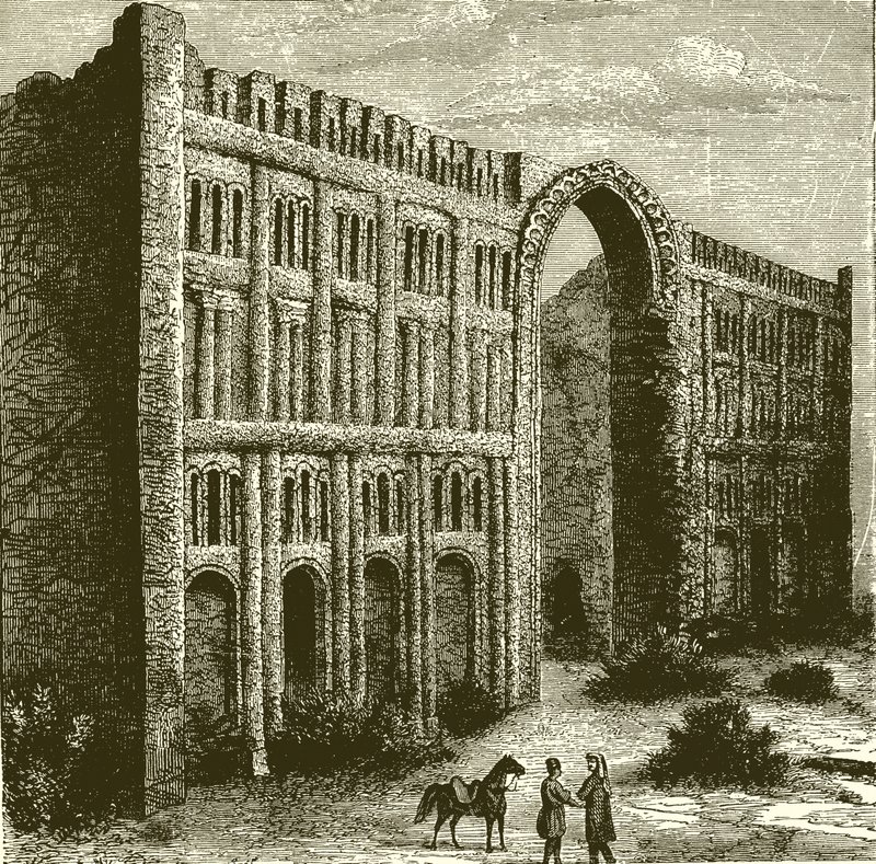 De ruïnes van het paleis van Babylon door English School