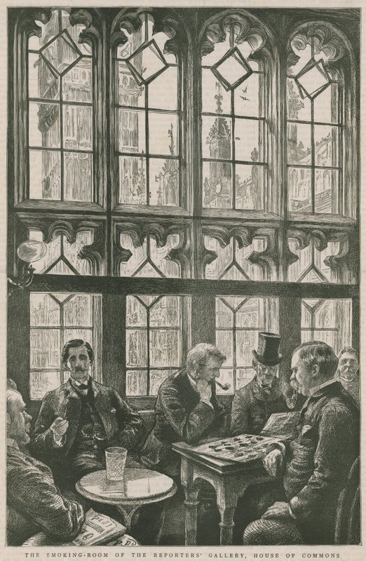 De rookkamer van de Reporters Gallery, Lagerhuis door English School