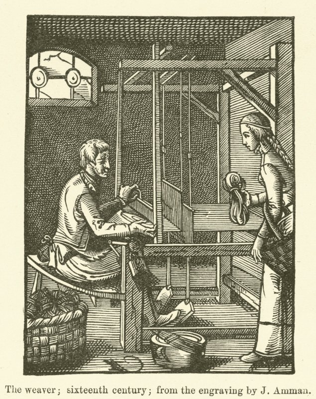 De wever, zestiende eeuw, naar de gravure van J Amman door English School