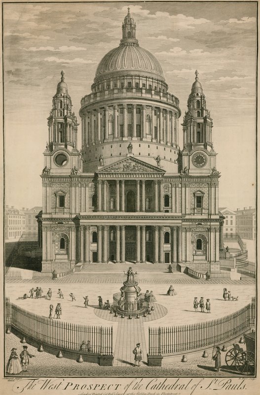 Het westelijke uitzicht op de Kathedraal van St Pauls, Londen door English School