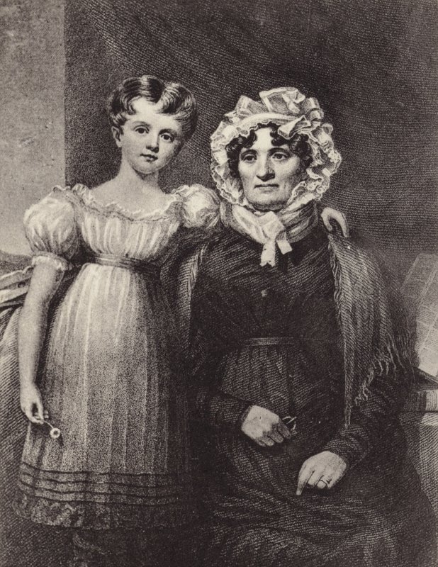 De weduwe en kleindochter van Robert Burns door English School