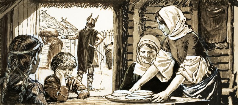 De vrouwen van Linby bakken plat brood door English School