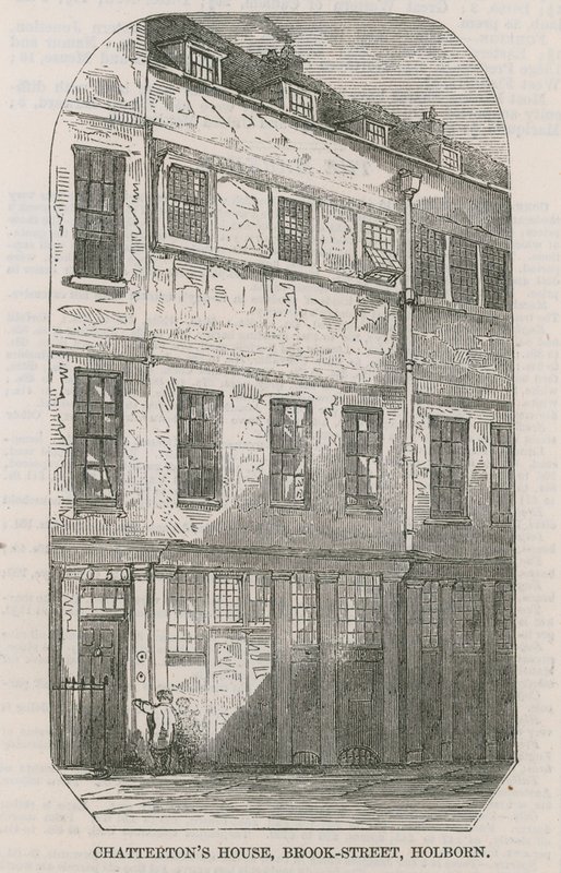 Huis van Thomas Chatterton, Brooks Street, Holborn, Londen door English School