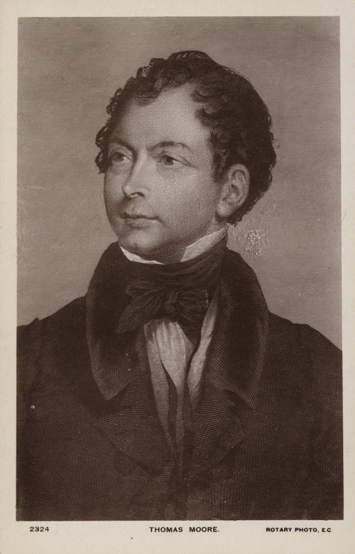 Thomas Moore (1779-1852), Ierse dichter, zanger en entertainer (litho) door English School