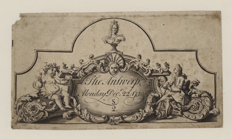 Ticket voor De Antwerpen, 22 december 1730 door English School