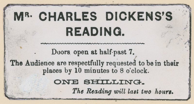 Ticket voor een lezing van Charles Dickens door English School