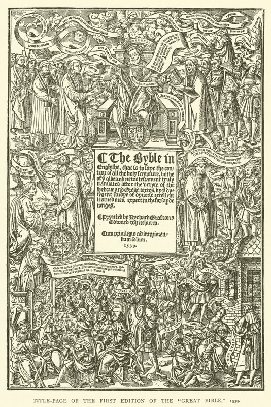 Titelpagina van de eerste editie van de Grote Bijbel, 1539 door English School