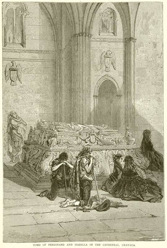 Graf van Ferdinand en Isabella in de kathedraal van Granada door English School