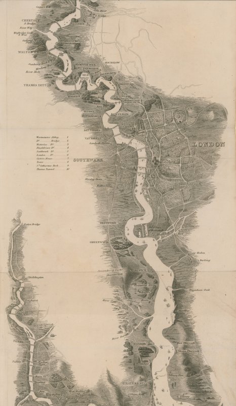 Tomblesons Panoramische Kaart van de Theems en Medway door English School