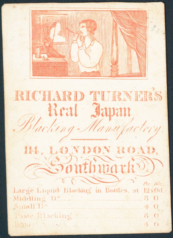 Handelskaart, Richard Turners Real Japan Blacking Manufactory door English School