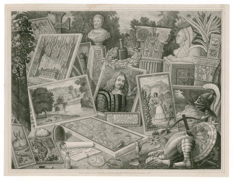 Handelskaart van Robert Martin, promotie van vaardigheden in de lithografische kunst, 1830 door English School