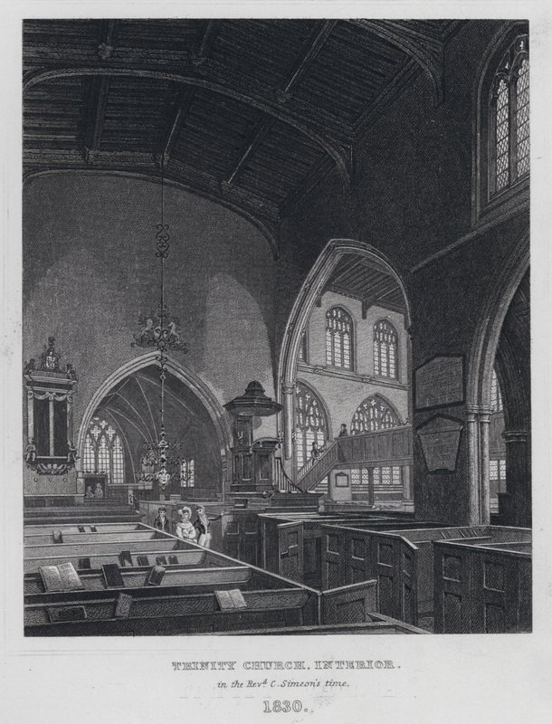 Trinity Church, interieur, in de tijd van dominee C. Simeon door English School