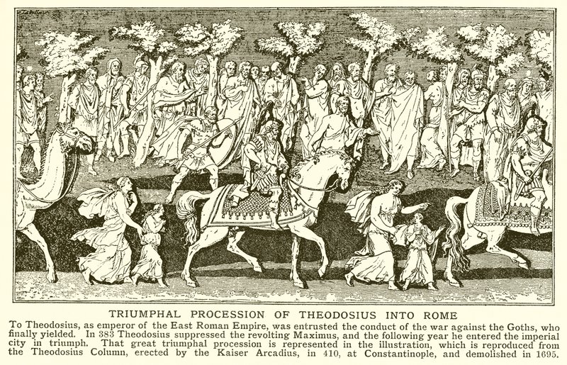 Triomftocht van Theodosius in Rome door English School