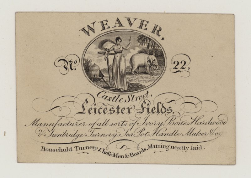 Draaier, Weaver, handelskaart door English School