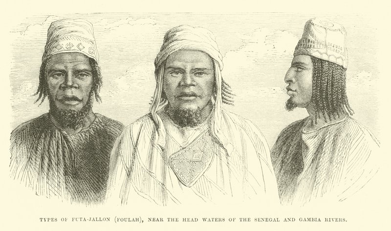 Typen van Futa-Jallon, Foulah, nabij de bronnen van de Senegal- en Gambiarivieren door English School