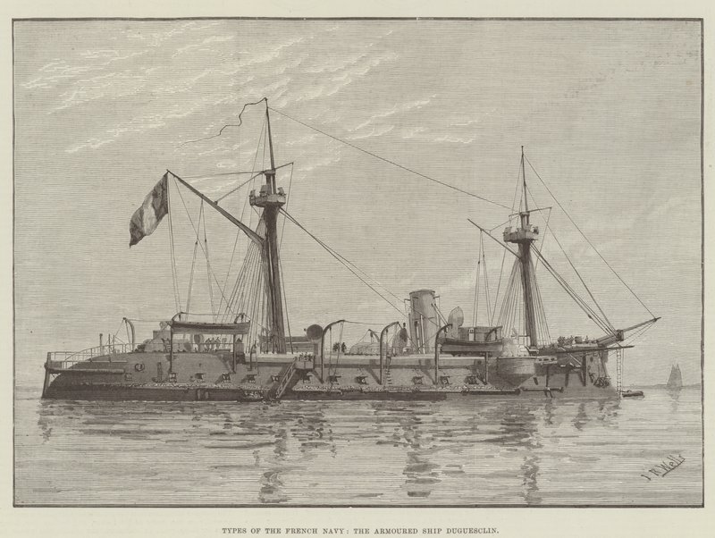 Typen van de Franse marine, het gepantserde schip Duguesclin door English School