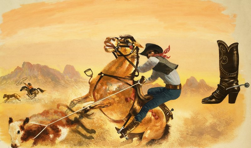 Onbekende cowboy die vee vangt door English School