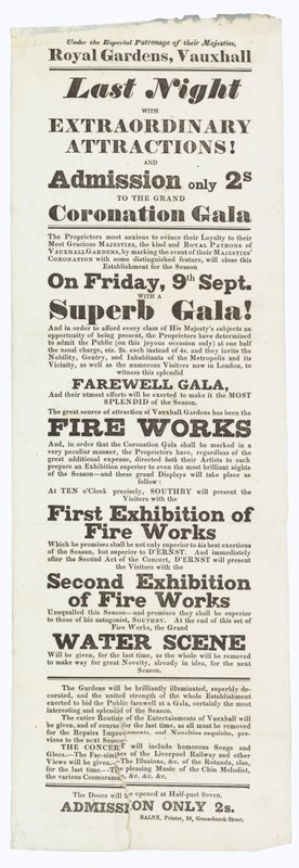 Vauxhall Gardens, Advertentie door English School