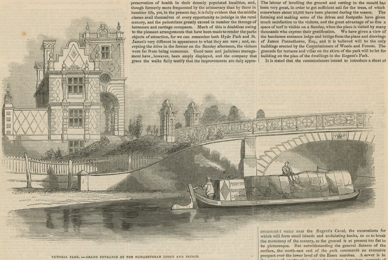 Victoria Park, Grote Ingang bij de Elizabethaanse Lodge Brug door English School