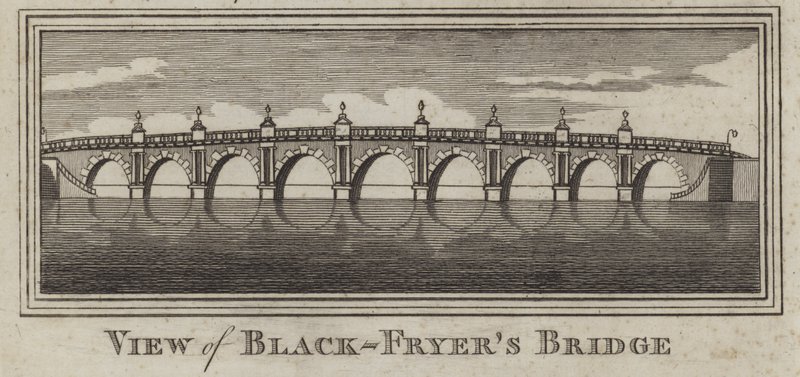Uitzicht op Blackfriars Bridge, Londen (gravure) door English School
