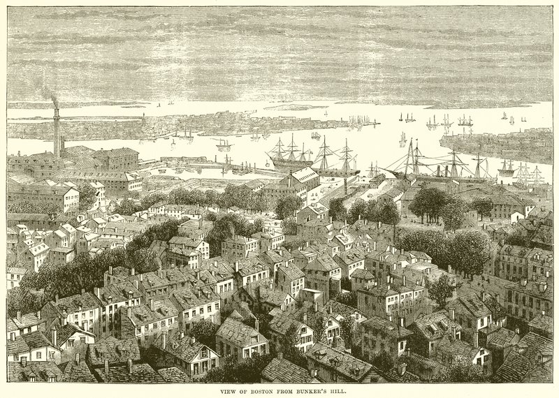 Uitzicht op Boston vanaf Bunkers Hill door English School