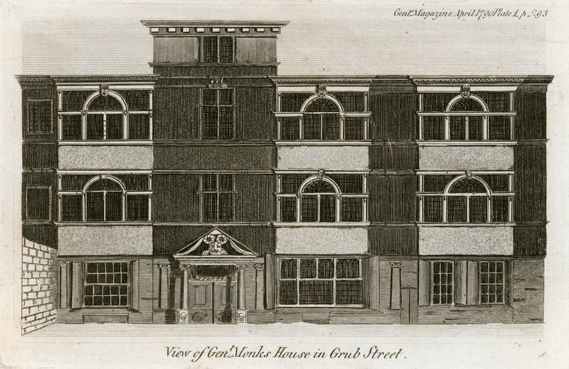 Aanzicht van het huis van Generaal Monk in Grub Street door English School