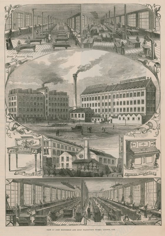 Uitzicht op de pianofortewerken van John Brinsmead en Zonen door English School