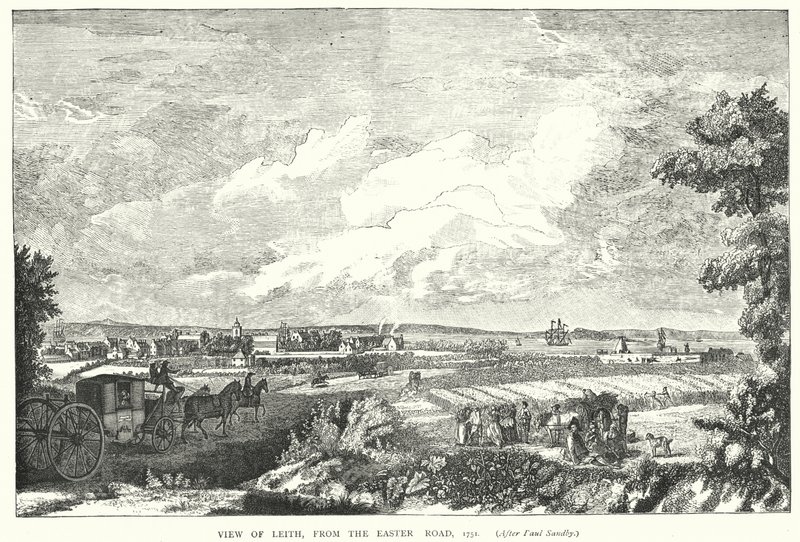 Uitzicht op Leith, vanaf de Easter Road, 1751 door English School