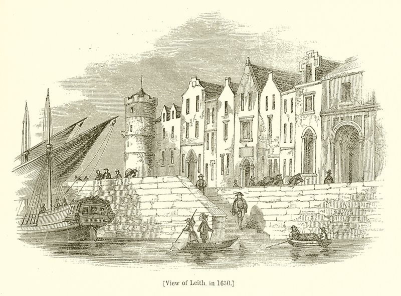 Uitzicht op Leith, in 1650 door English School