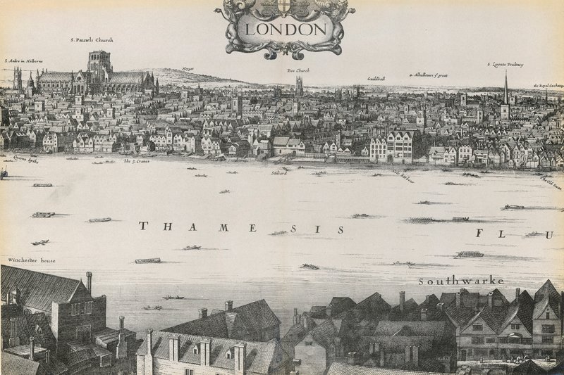 Uitzicht op Londen door Wenceslaus Hollar, 1647 door English School