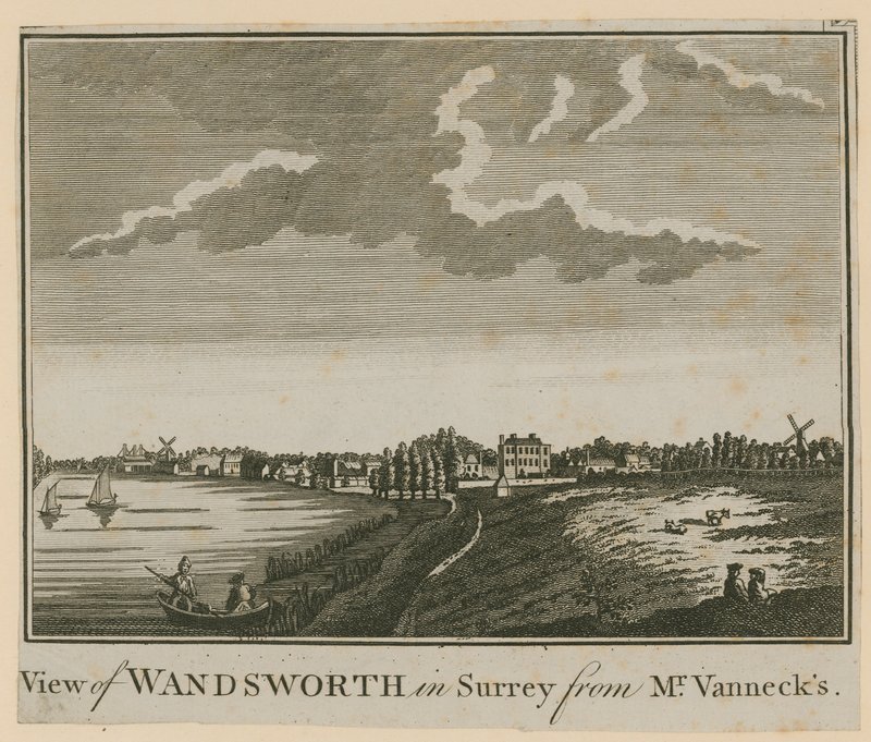 Uitzicht op Wandsworth in Surrey vanaf Mr Vannecks door English School